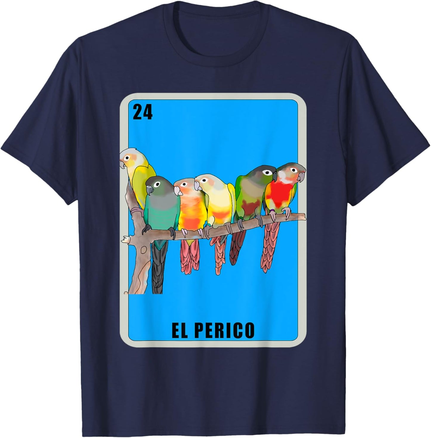 El Perico Card Parakeet Mexican Lottery Card T-Shirt - T-Shirt | Navy