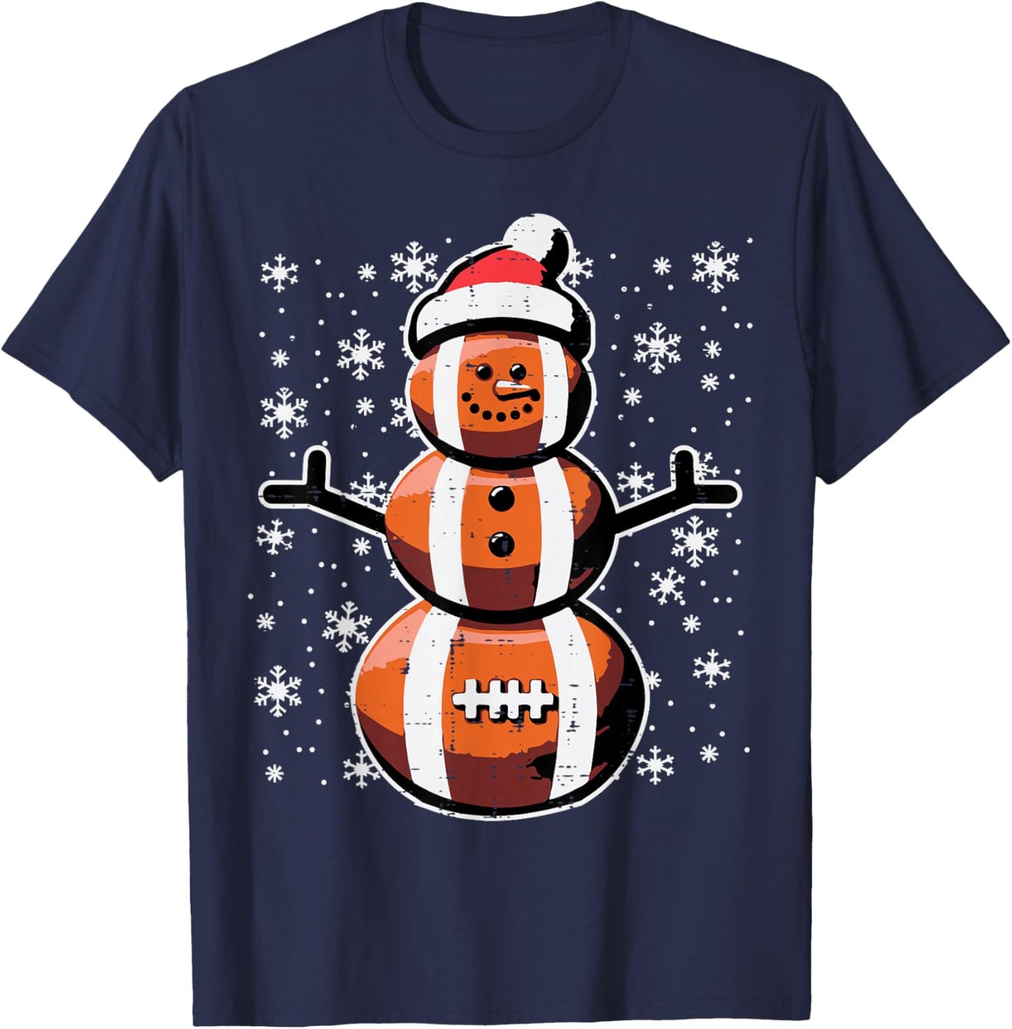 Christmas American Football Snowman Xmas Boys Kids Men Youth T-Shirt - T-Shirt | Navy