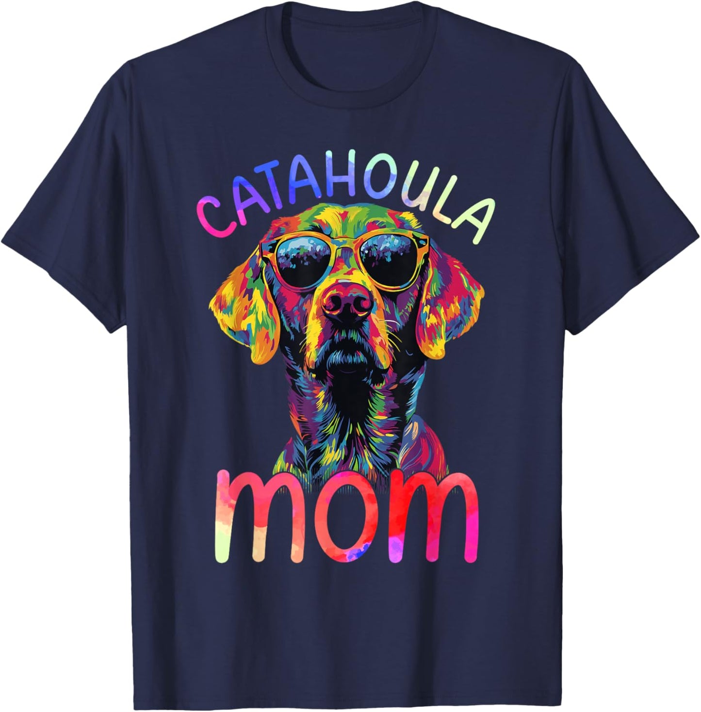 Catahoula Mom Colorful Pop Art Catahoula Leopard Dog T-Shirt - T-Shirt | Navy
