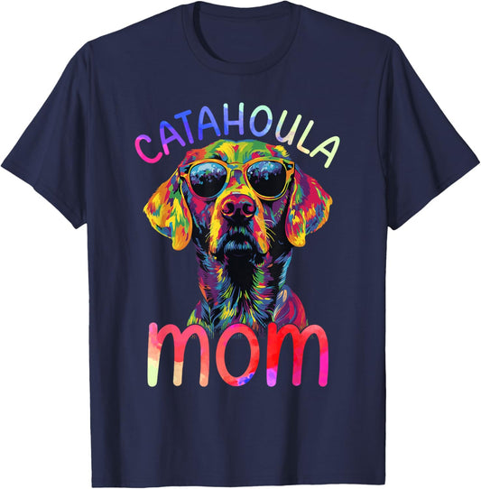 Catahoula Mom Colorful Pop Art Catahoula Leopard Dog T-Shirt - T-Shirt | Navy