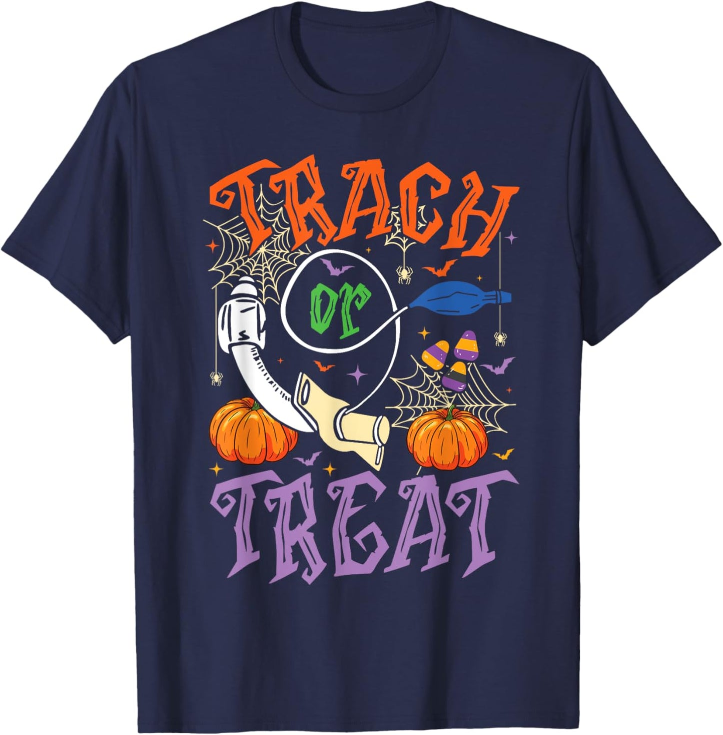 Respiratory Therapist Trach or Treat ICU RN Halloween Nurse T-Shirt - T-Shirt | Navy