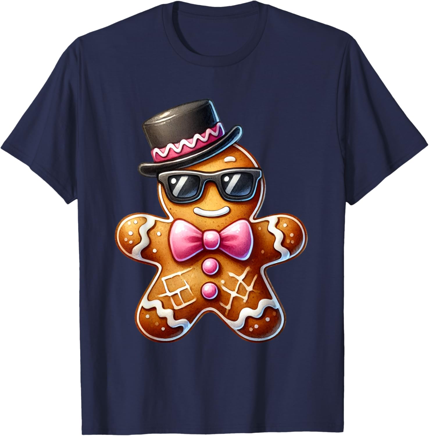 Gingerbread Man Cookie Christmas Pink Coquette Xmas Boy Kids T-Shirt - T-Shirt | Navy