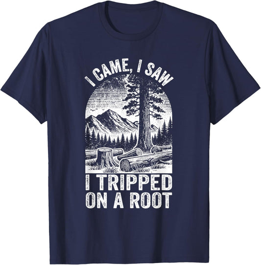 Vintage I Came, I Saw I Tripped On a Root Hiking Adventure T-Shirt - T-Shirt | Navy