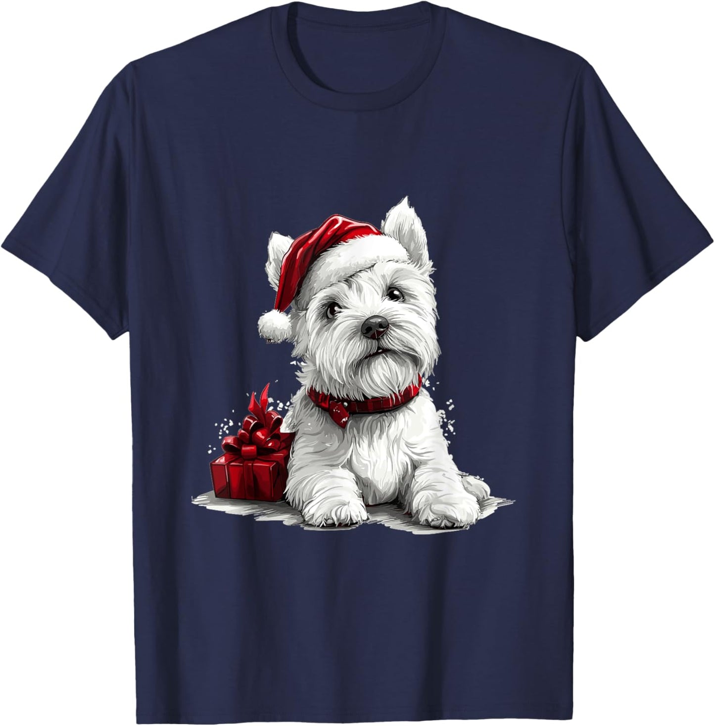 Cute West Highland White Terrier Dog Christmas Merry X-mas Women Kids T-Shirt - T-Shirt | Navy