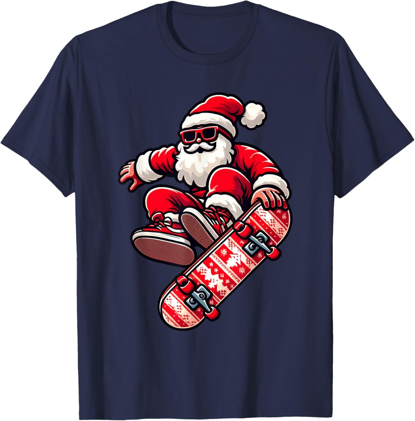 Santa Claus on Skateboard Xmas Pajama Family Toddlers Kids T-Shirt - T-Shirt | Navy