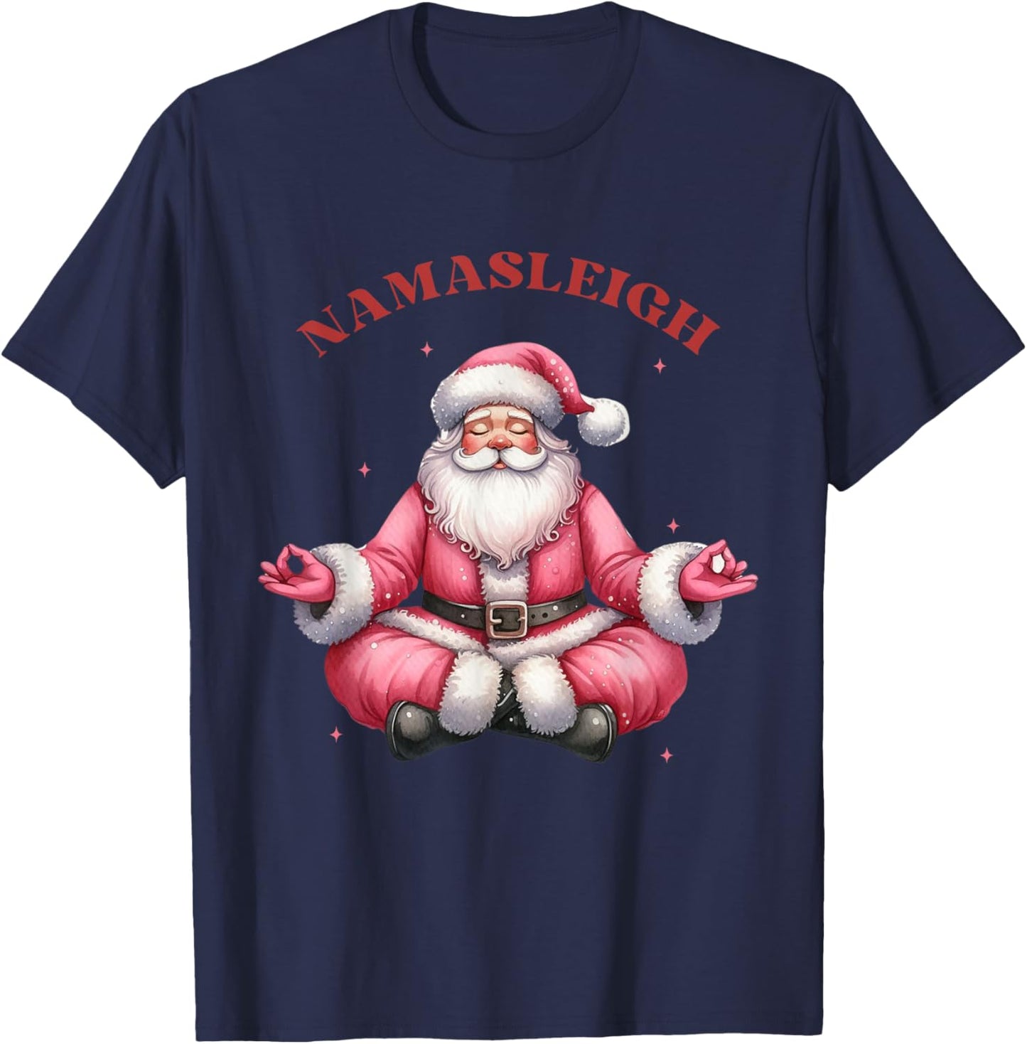 Funny Namasleigh Santa Christmas Yoga T-Shirt - T-Shirt | Navy
