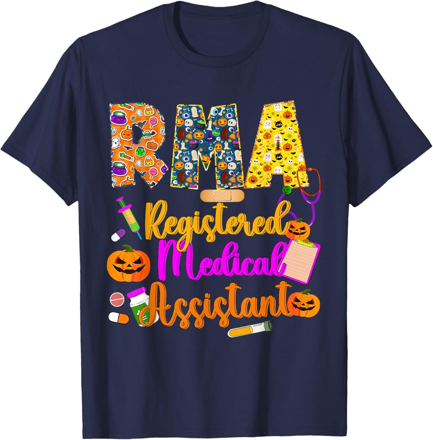 Halloween Rma Registered Medical Assistant Rma Nurse Life T-Shirt - T-Shirt | Navy