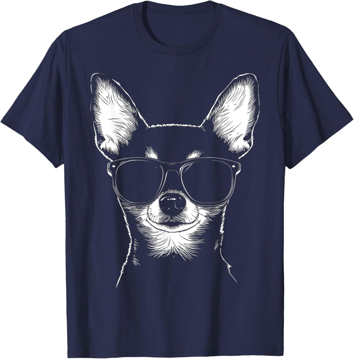 Chihuahua Dog Graphic Pet Artwork Sunglasses Chihuahua T-Shirt - T-Shirt | Navy