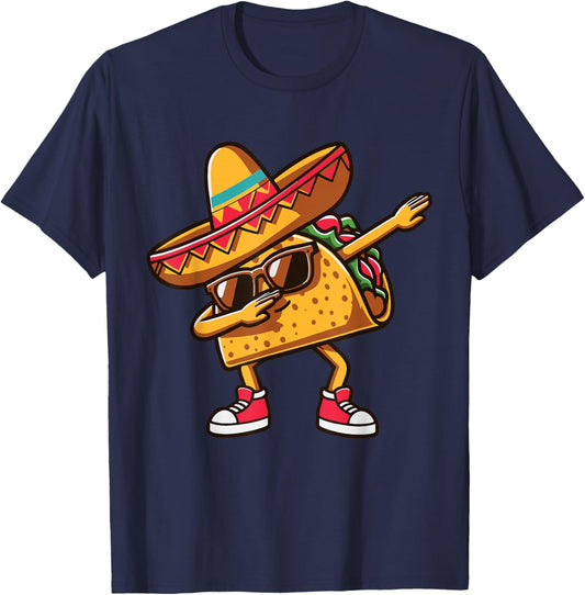 Funny Dabbing Taco Mexican Tacos Men Women Kids Boys Girls T-Shirt - T-Shirt | Navy