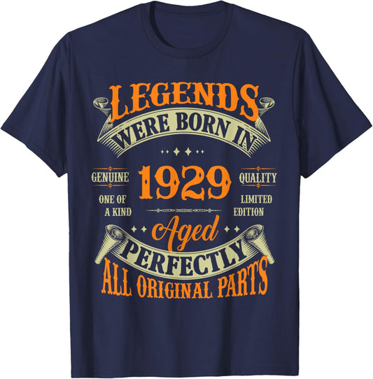 Vintage Legend Born In 1929 96th Birthday 96 Years Old T-Shirt - T-Shirt | Navy