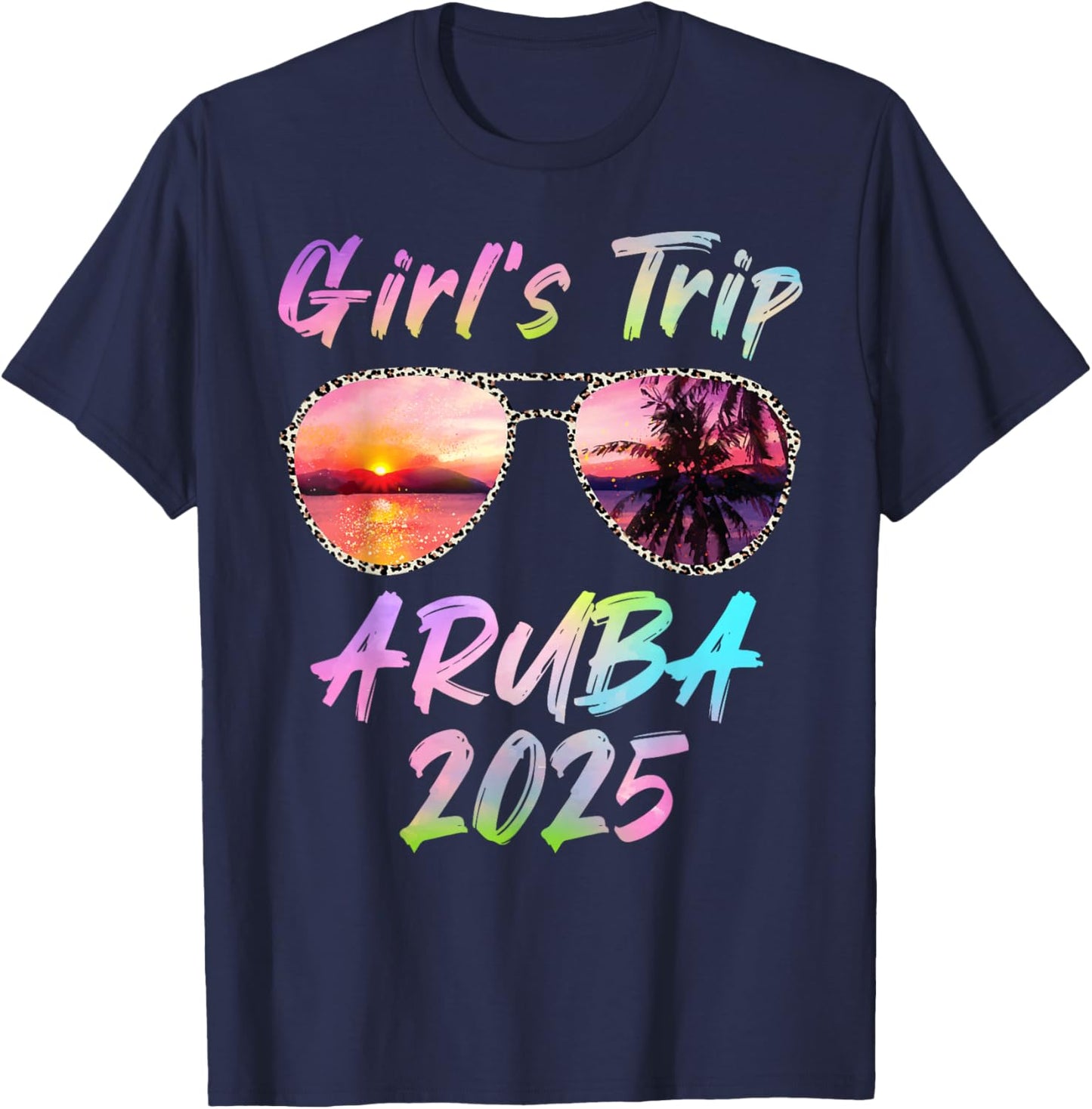 Girls Trip Aruba 2025 Summer Vacation Sunglass Holiday T-Shirt - T-Shirt | Navy