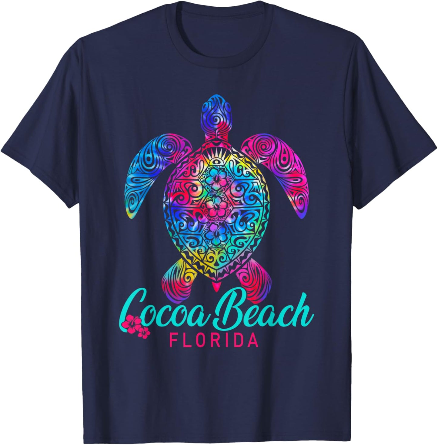 Cocoa Beach Florida Tribal Tie Dye Sea Turtle T-Shirt - T-Shirt | Navy