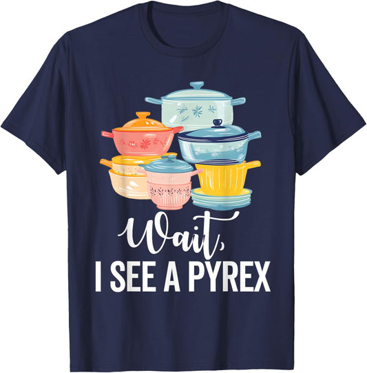 Pyrex Vintage Kitchenware Collector Pattern Kitchen Bowls T-Shirt - T-Shirt | Navy
