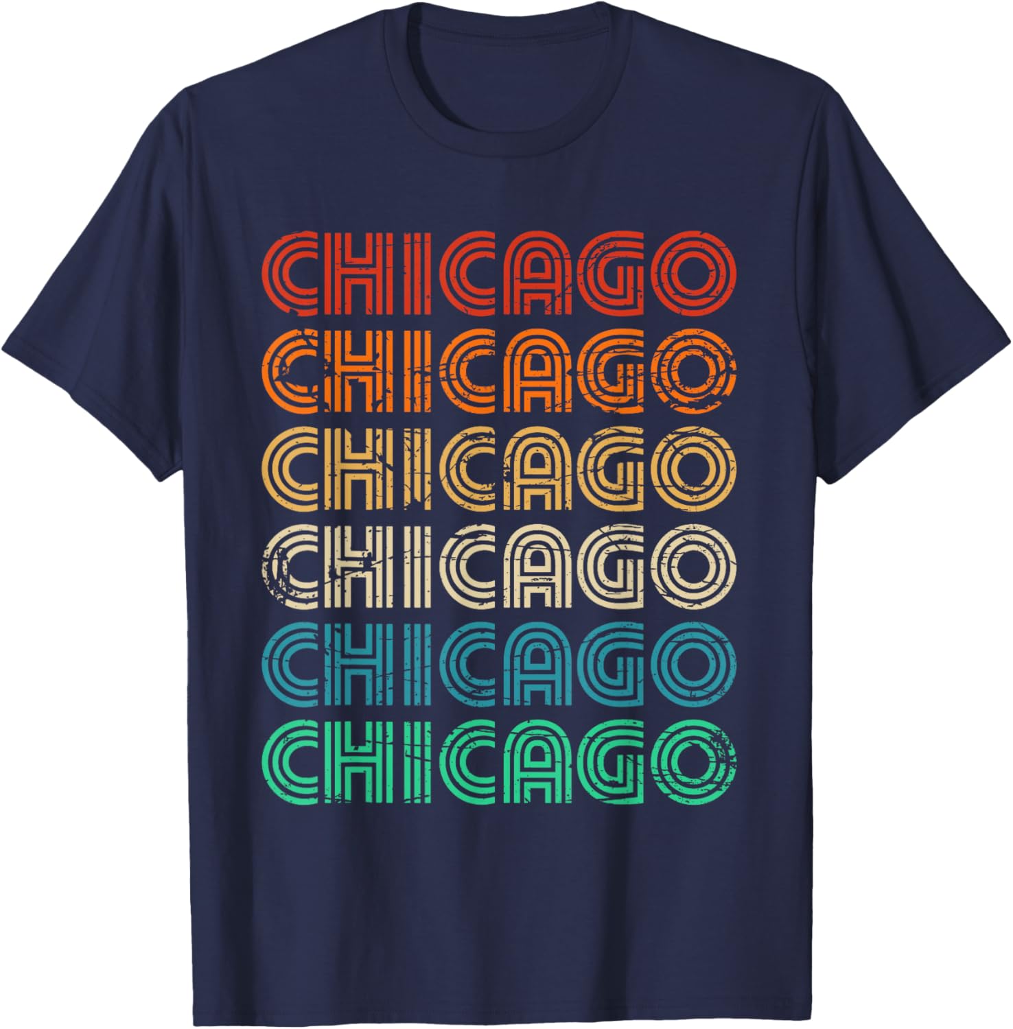 Chicago Retro Vintage 70s 80s Style T-Shirt - T-Shirt | Navy