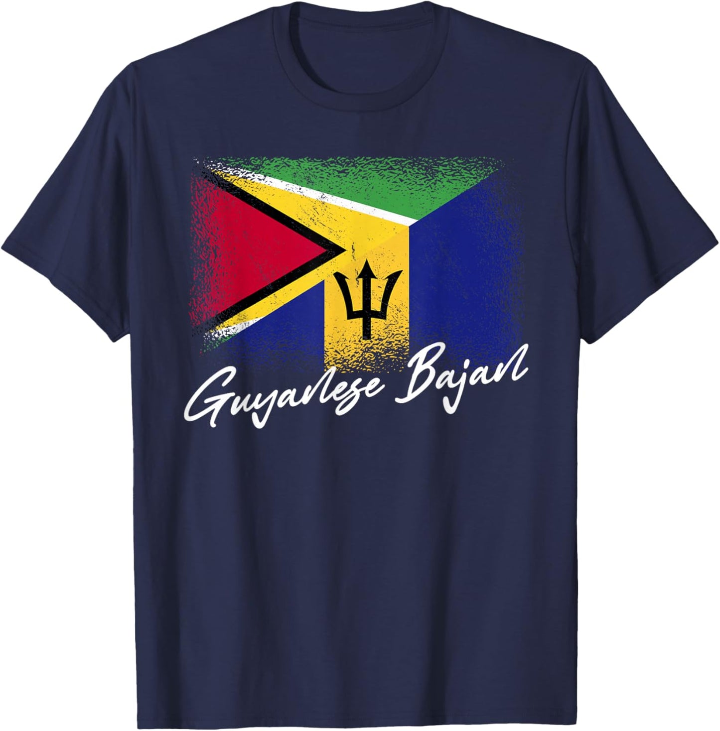 Guyanese Bajan Barbadian Roots Guyana Barbados Flag T-Shirt - T-Shirt | Navy