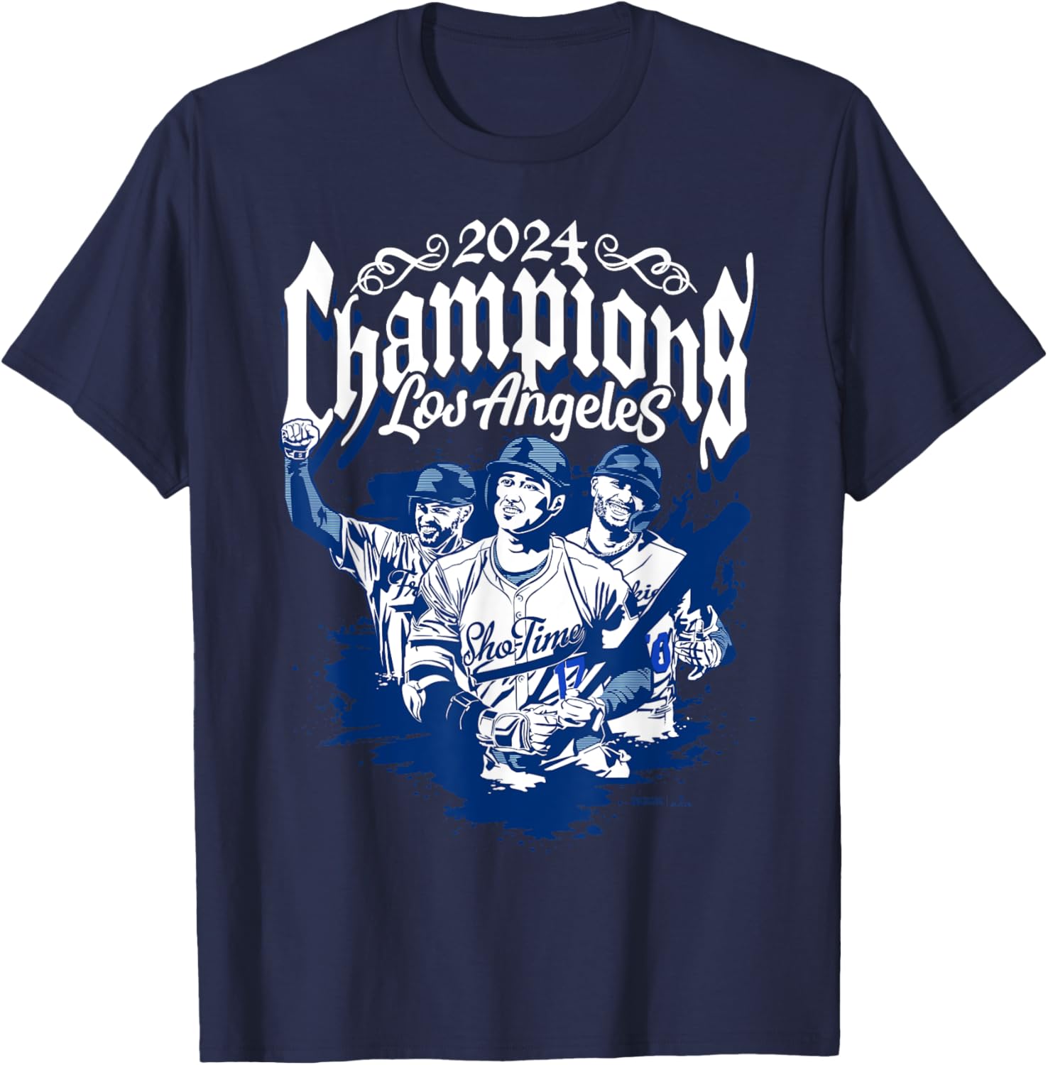 2024 Champs – Ohtani, Betts, Freeman – Los Angeles Baseball T-Shirt - T-Shirt | Navy