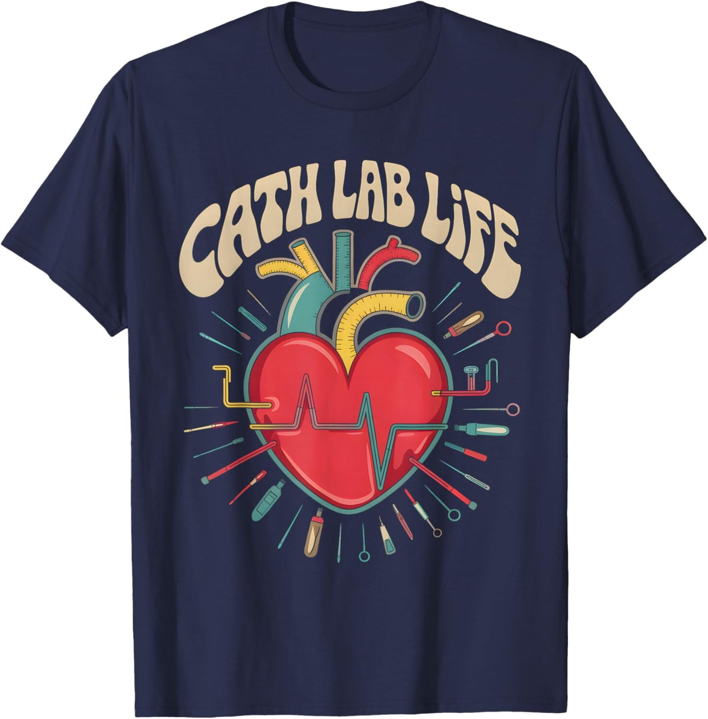 Cath Lab Life Cardiac Cath Lab Medical Medicine T-Shirt - T-Shirt | Navy