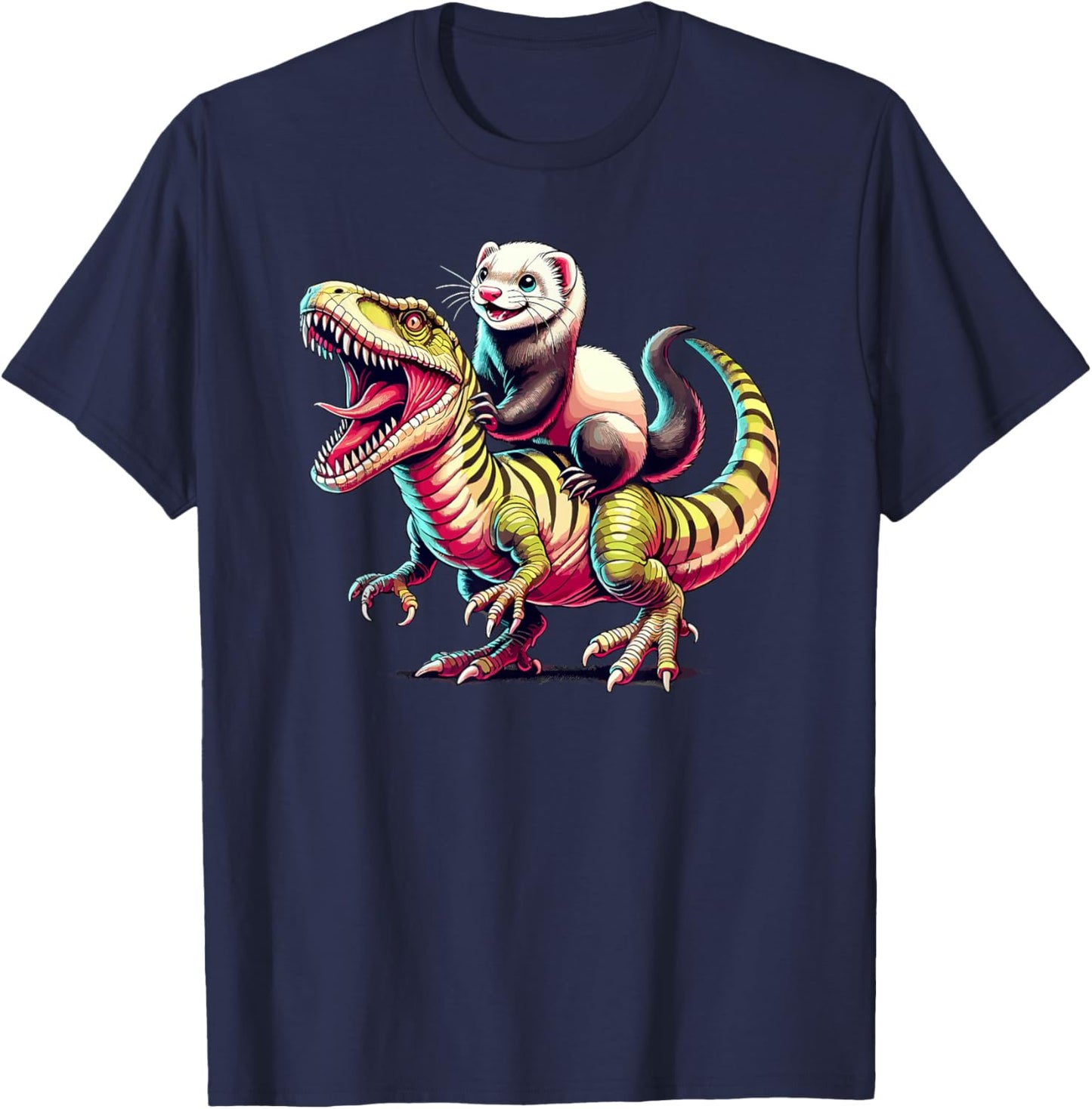 Dinosaur T-Rex Ferret Tyrannosaurus Rex T-Shirt - T-Shirt | Navy