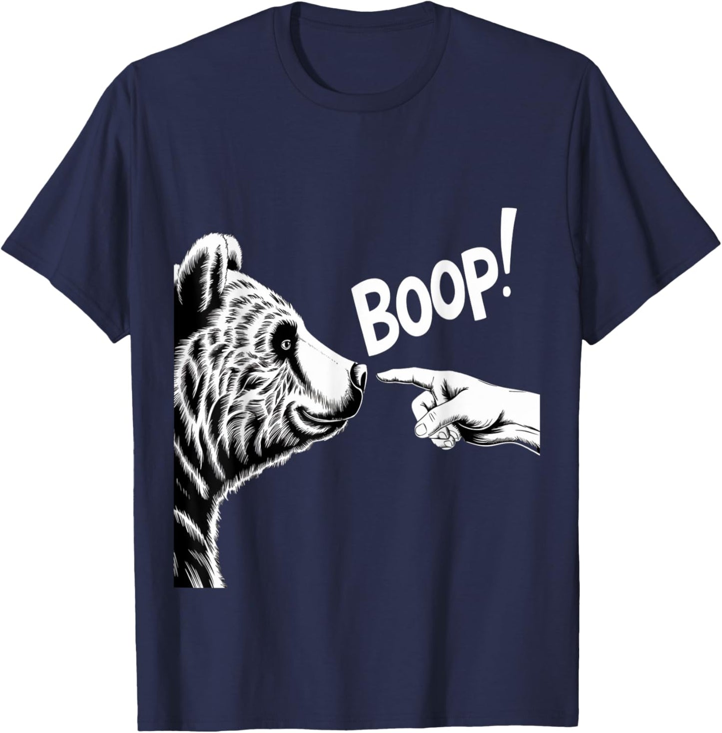 Funny Bear Boop Finger Nose Design T-Shirt - T-Shirt | Navy