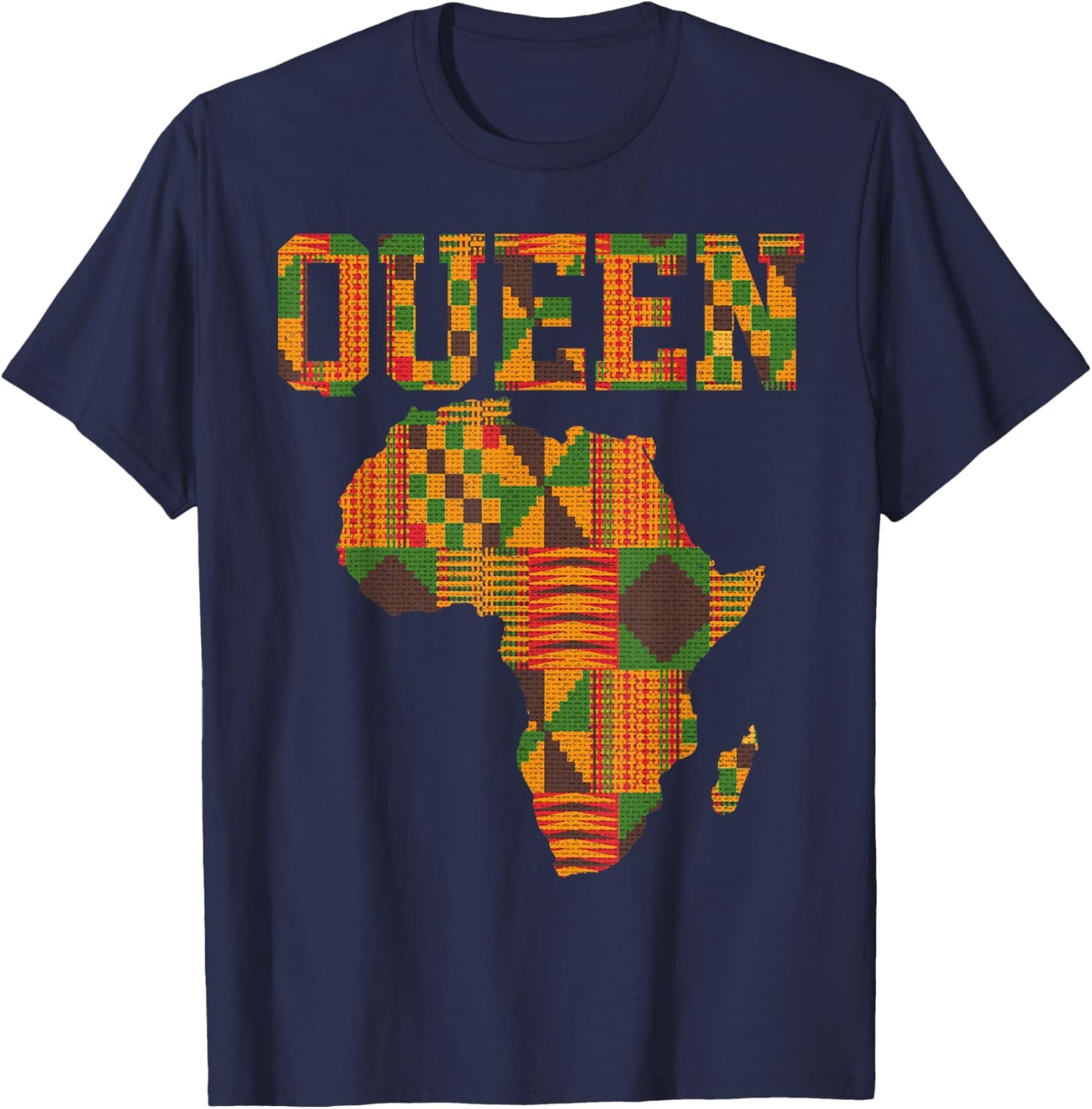 African Queen Art Girls Kente Cloth African Print T-Shirt - T-Shirt | Navy
