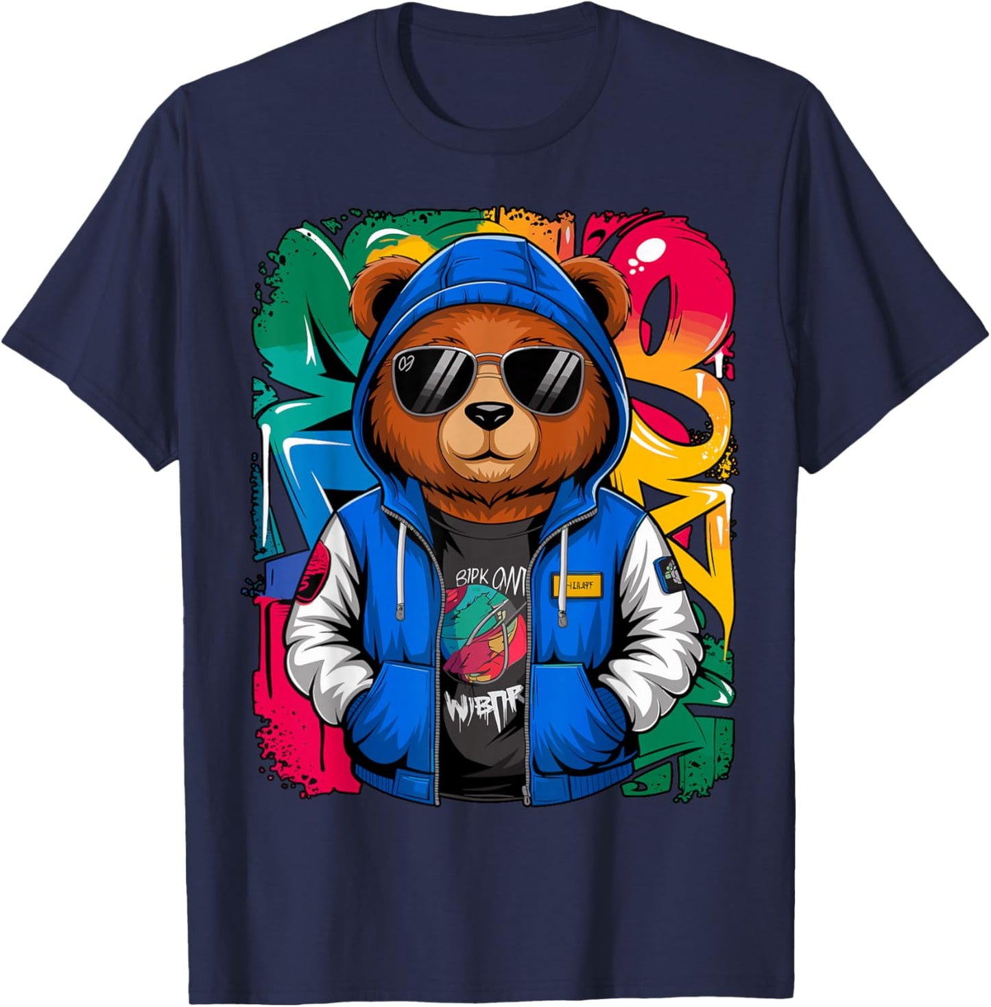 Hip Hop Teddy Bear with Sunglasses Rap Music T-Shirt - T-Shirt | Navy