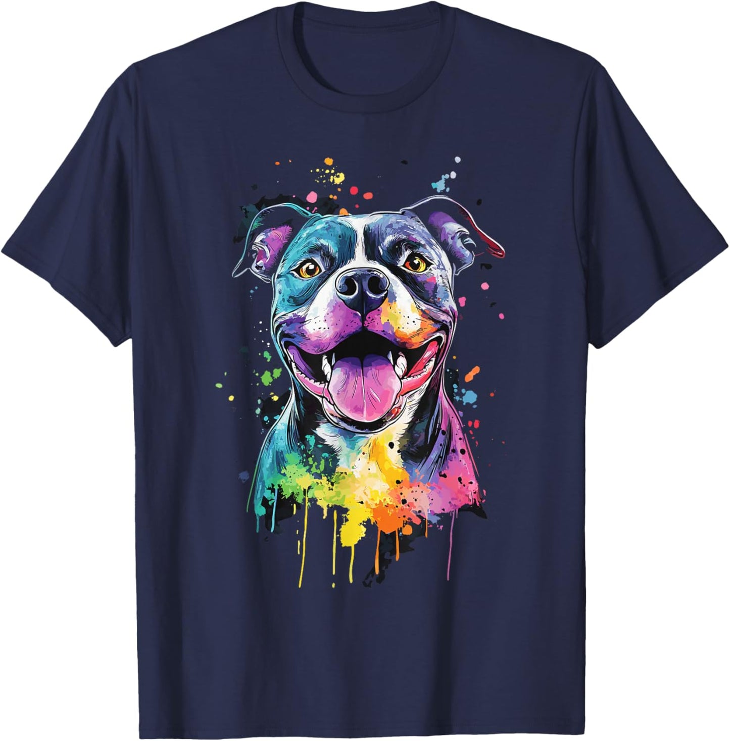 PitBull Mom Dog Lover Colorful Artistic Pitbull Owner Women T-Shirt - T-Shirt | Navy
