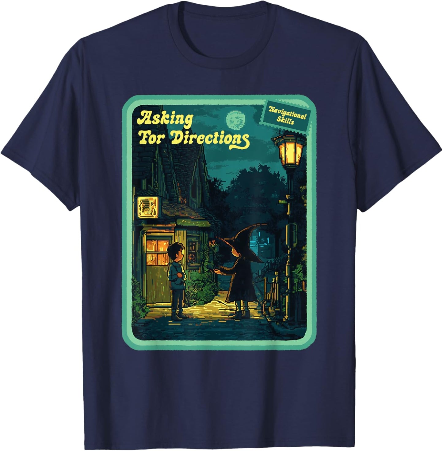 Vintage Horror Halloween Retro Spooky Witch Navigation T-Shirt - T-Shirt | Navy