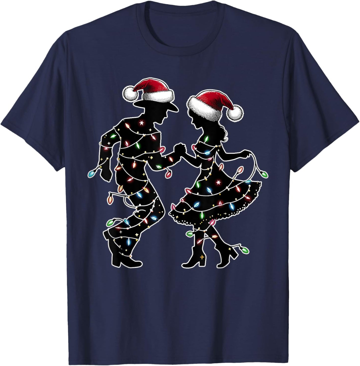 Line Dance Line Dancing Line Dancer Christmas Hat Xmas T-Shirt - T-Shirt | Navy