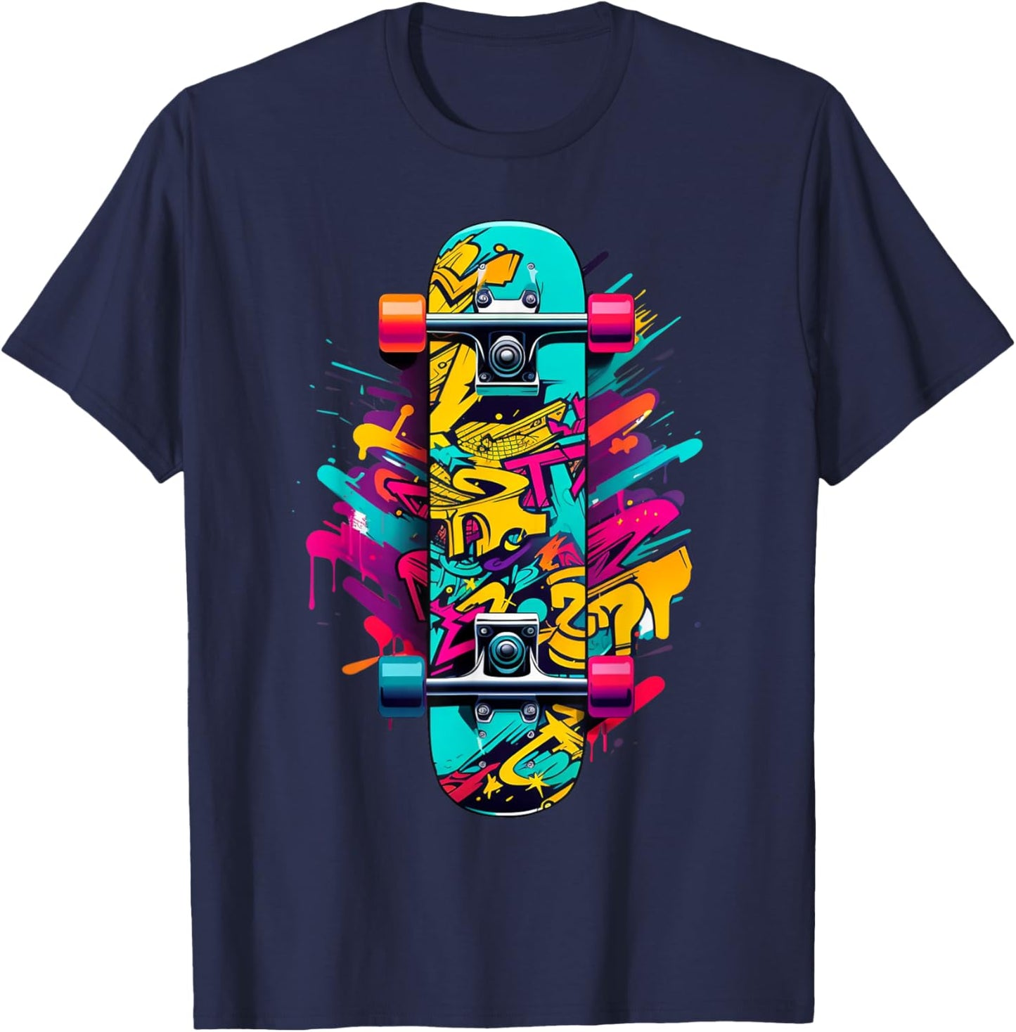 Graffiti Skateboard Art Perfect for Skaters Boys Girls T-Shirt - T-Shirt | Navy