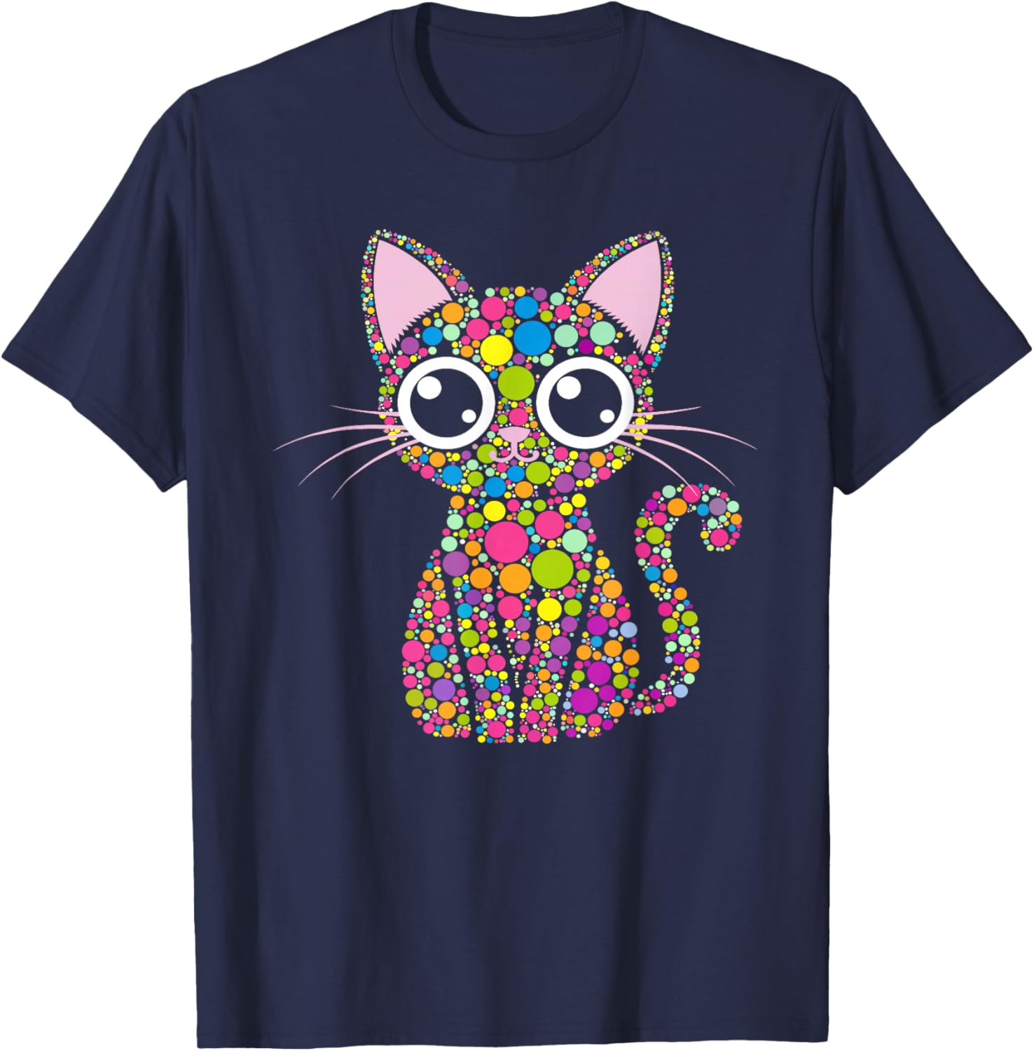 Cute Cat Happy Dot Day Shirts for Kids Men Women Teacher T-Shirt - T-Shirt | Navy