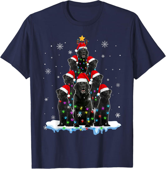 Black Labrador Santa Christmas Tree Lights Xmas Dog Dogmas Women Kids T-Shirt - T-Shirt | Navy