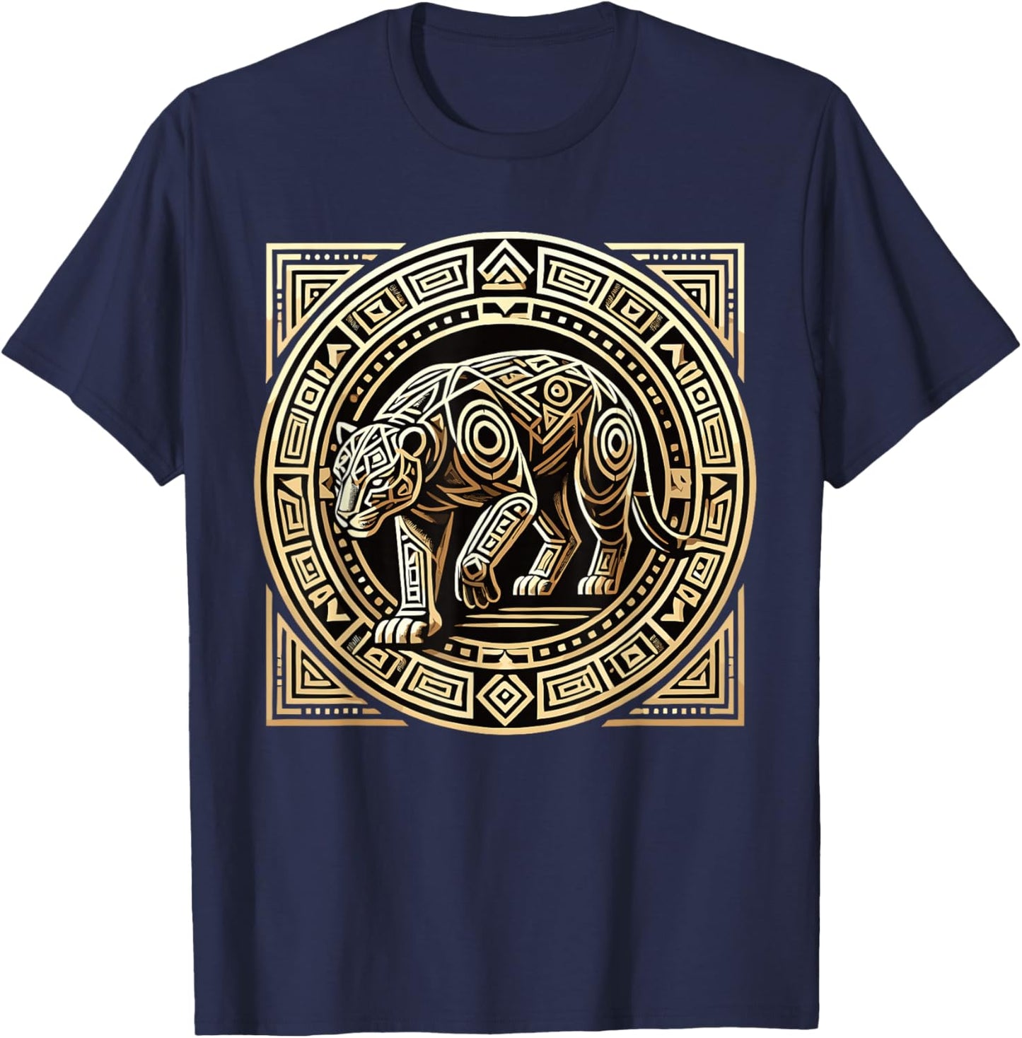 Aztec Mexico Jaguar Aztec Mythology Symbol T-Shirt - T-Shirt | Navy