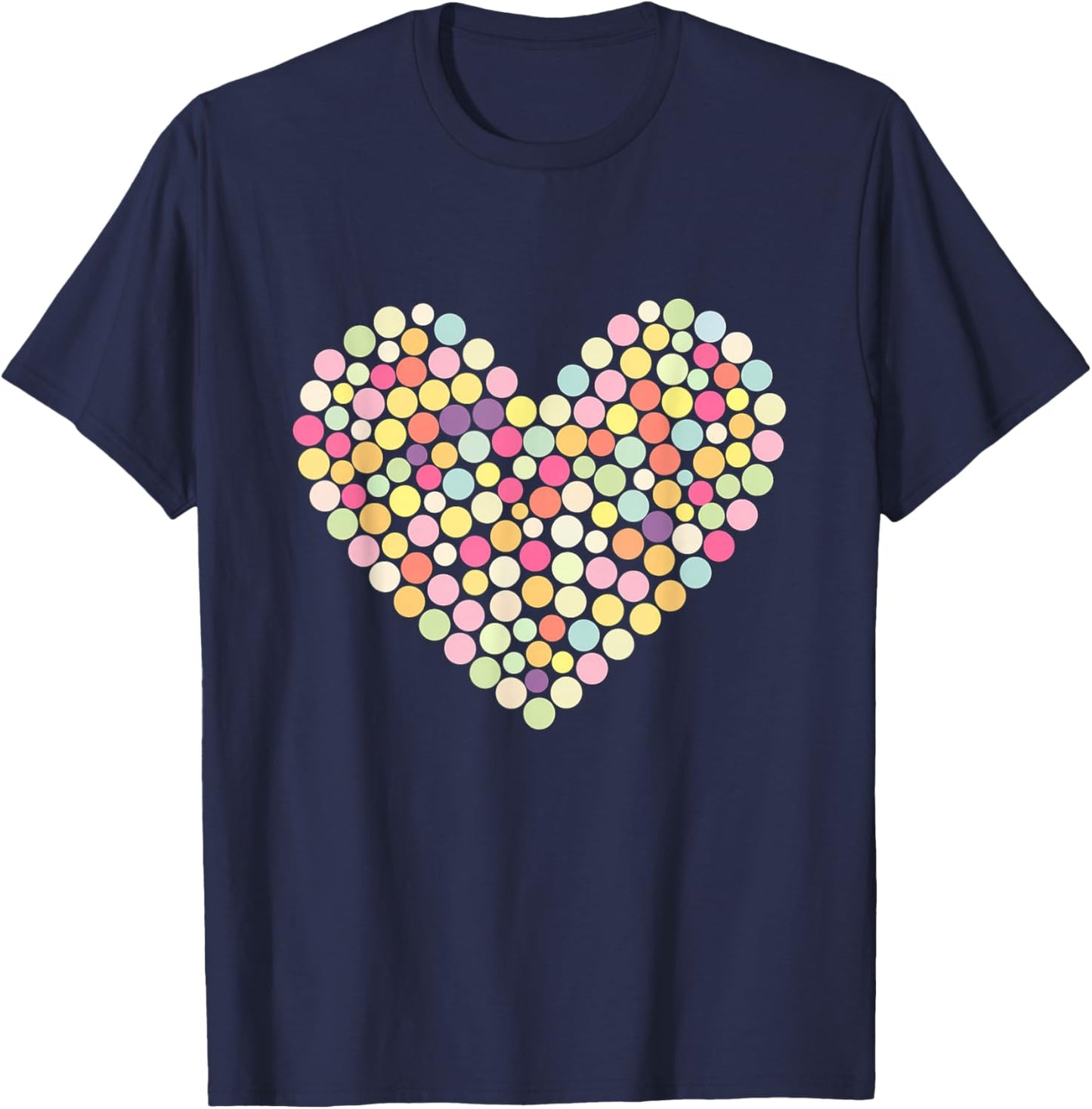 Colorful Heart Pastel Color Polka Dot Tops T-Shirt - T-Shirt | Navy
