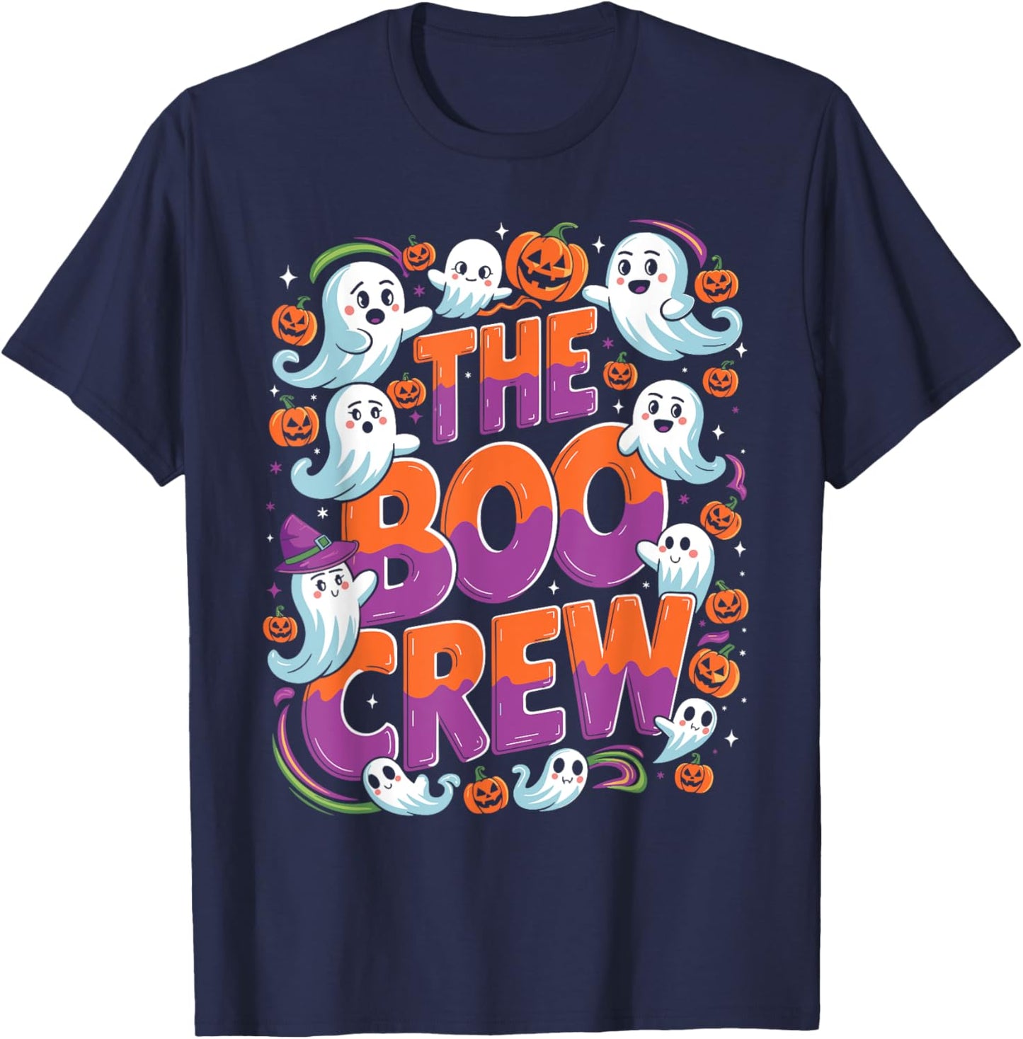 Halloween Trick Treat Ghost The Boo Crew T-Shirt - T-Shirt | Navy