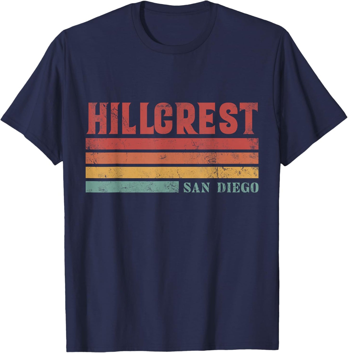Hillcrest San Diego California Souvenir Vintage T-Shirt - T-Shirt | Navy