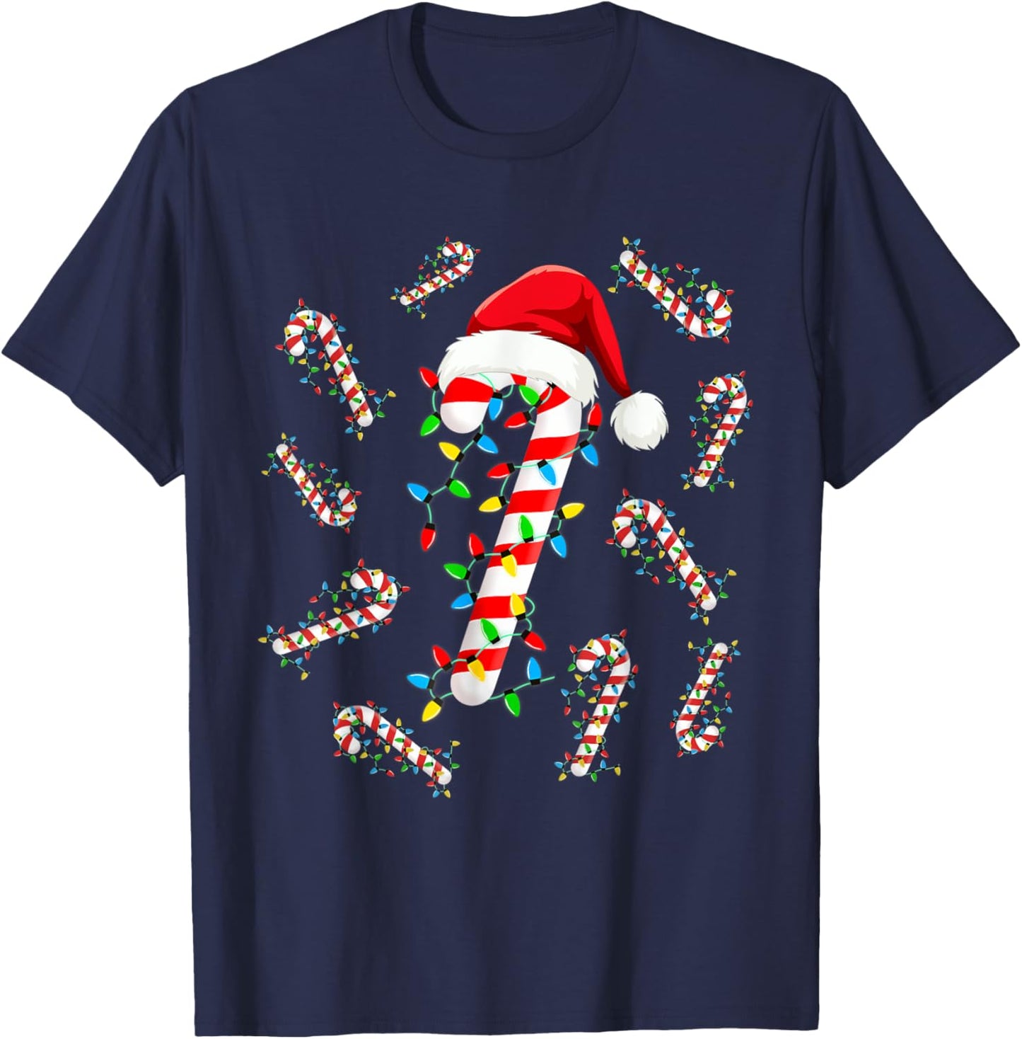 Christmas Candy Santa Xmas Light Kids Toddler Youth Women T-Shirt - T-Shirt | Navy