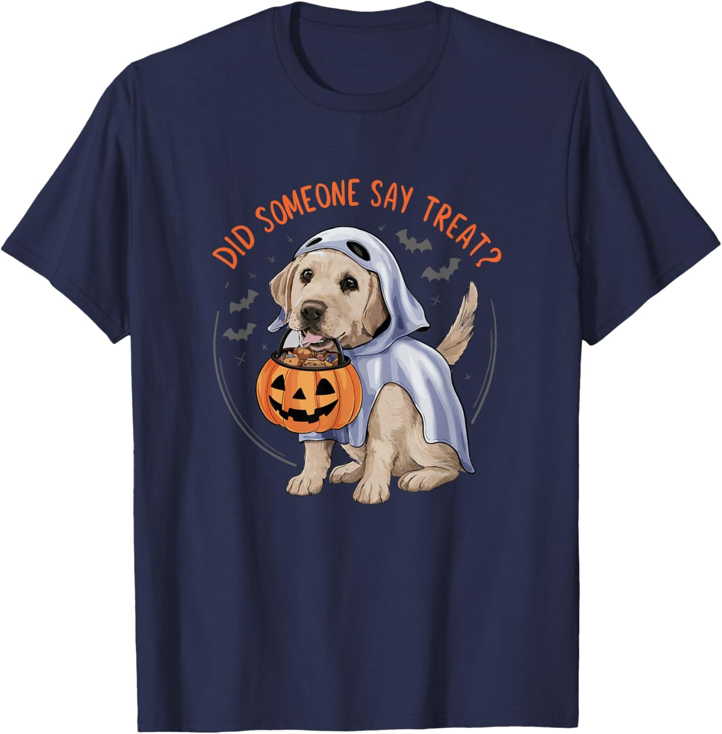 Ghost Labrador Puppy Treats Halloween Labrador Dog T-Shirt - T-Shirt | Navy
