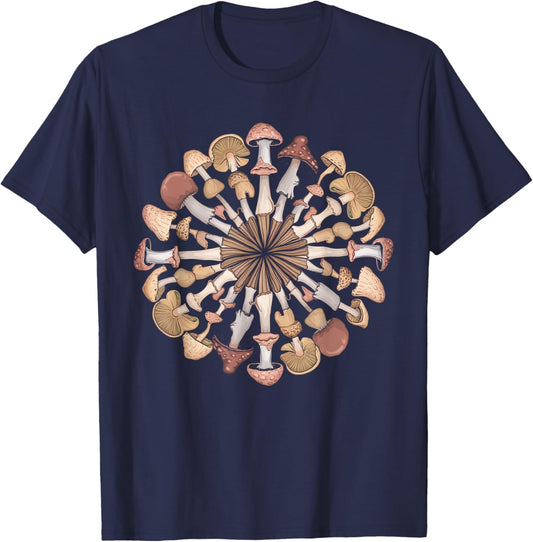 Mushroom Cottagecore Mycology Mycologist Fungi Aesthetic T-Shirt - T-Shirt | Navy