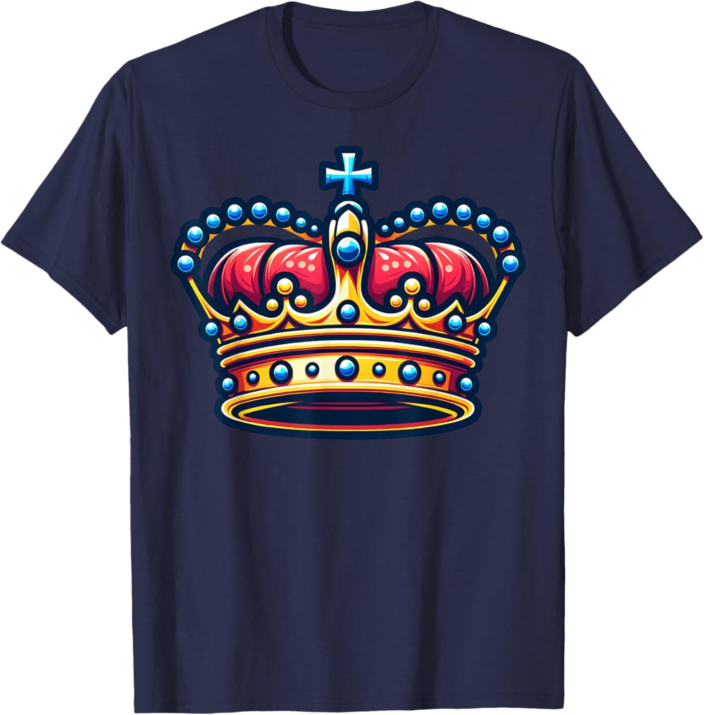 Elegant Royal Crown Illustration for Adults T-Shirt - T-Shirt | Navy