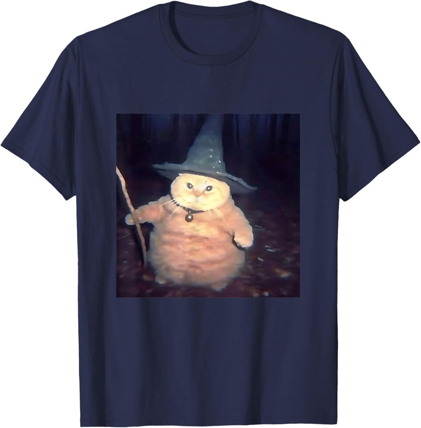 Wizard Cat Weird Funny Halloween Cat Meme T-Shirt - T-Shirt | Navy