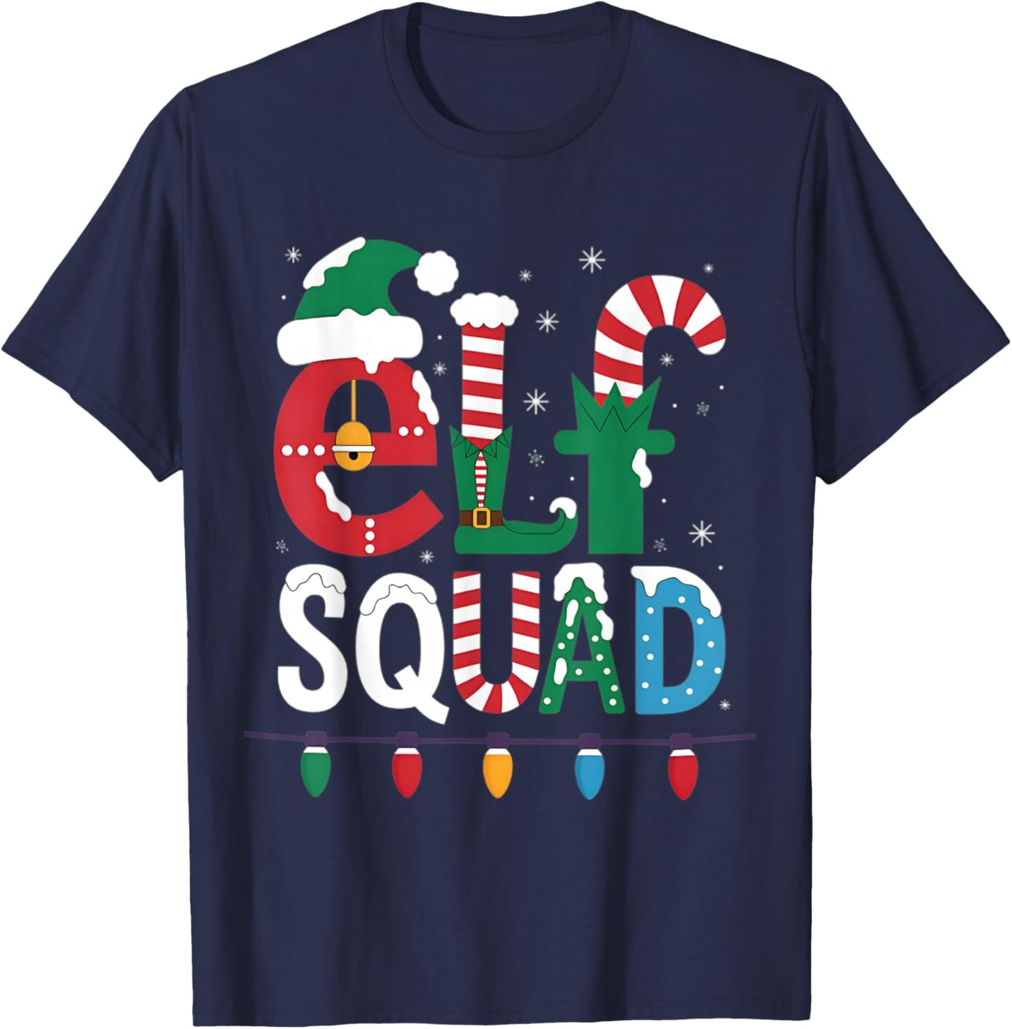 Elf Family Christmas Matching Pajamas Xmas Elf Squad T-Shirt - T-Shirt | Navy