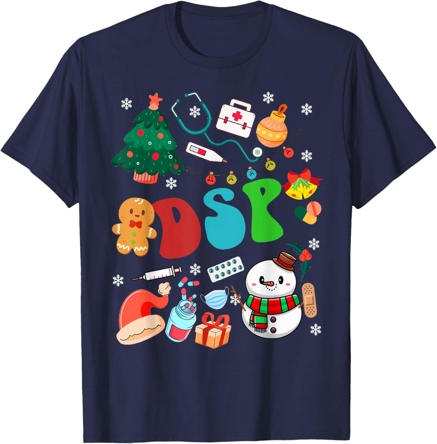 DSP Christmas Retro Groovy Xmas Gift Men Women ER Nurse T-Shirt - T-Shirt | Navy