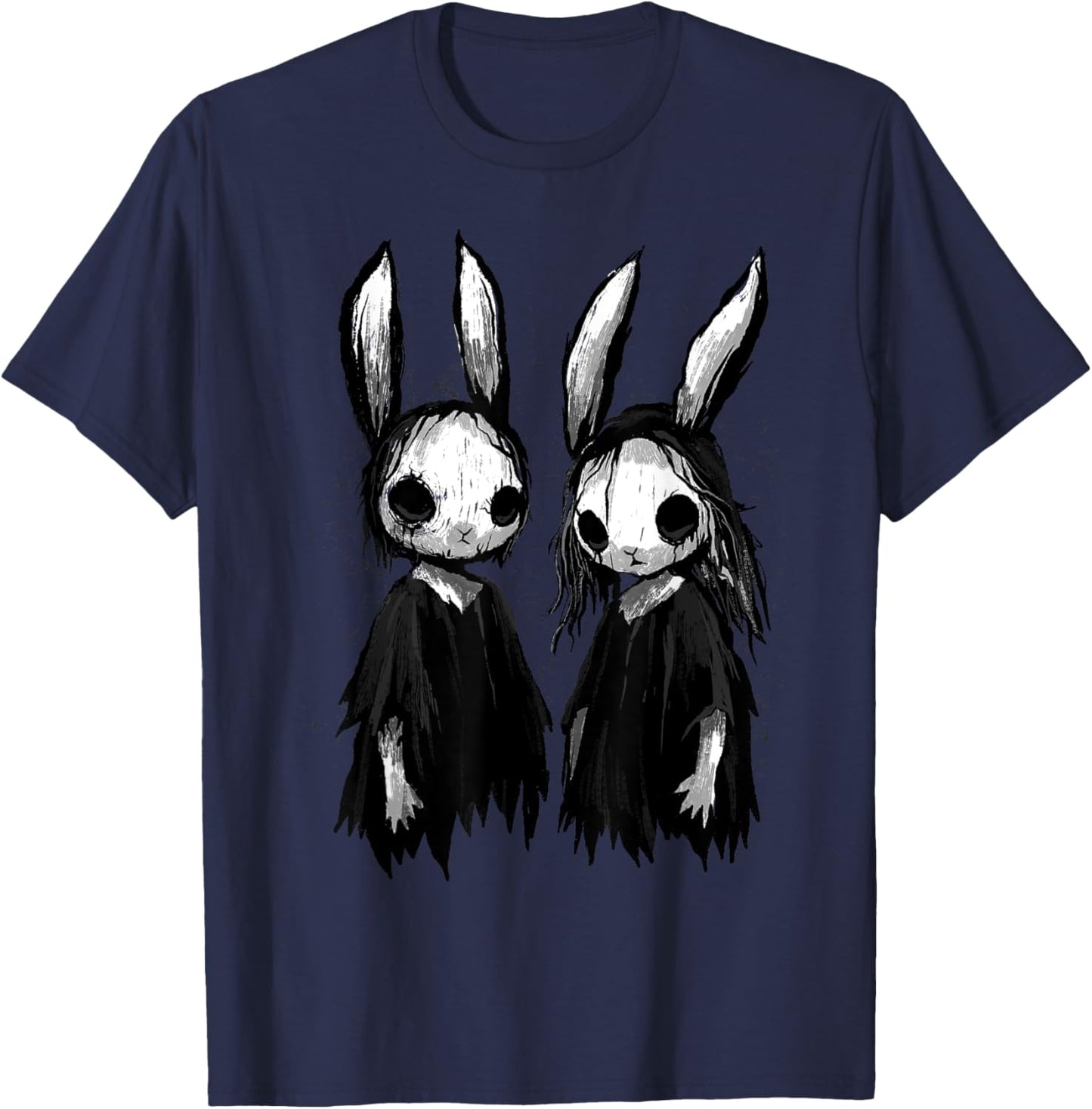 Gothic Shirt Creepy Bunny Goth Rabbit Evil Bunnies Weirdcore T-Shirt - T-Shirt | Navy