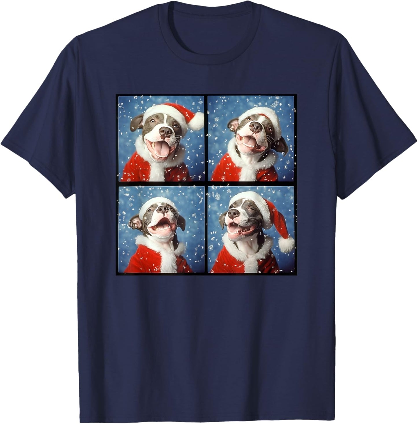 Pitbull Santa Hat Men Kids Women Christmas Pittie T-Shirt - T-Shirt | Navy