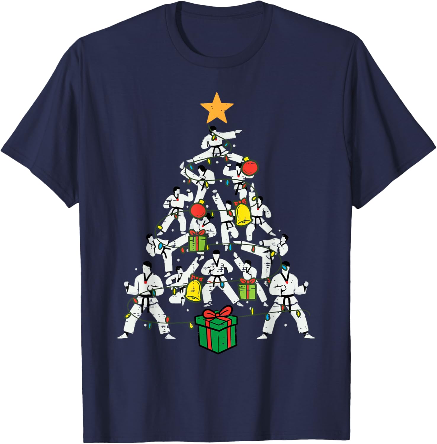 Taekwondo Christmas Tree Xmas Martial Arts Karate Men Kids T-Shirt - T-Shirt | Navy