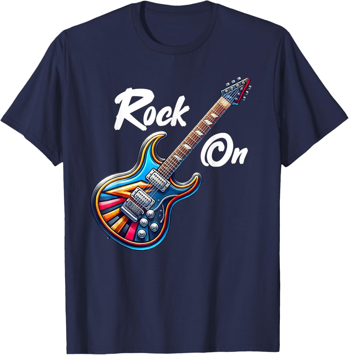 Rock On Guitar Band Funny Rock Guitar Player Girls Boys Kids T-Shirt - T-Shirt | Navy