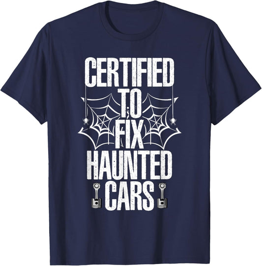 Mechanic Halloween Creepy Car Garage Spooky T-Shirt - T-Shirt | Navy