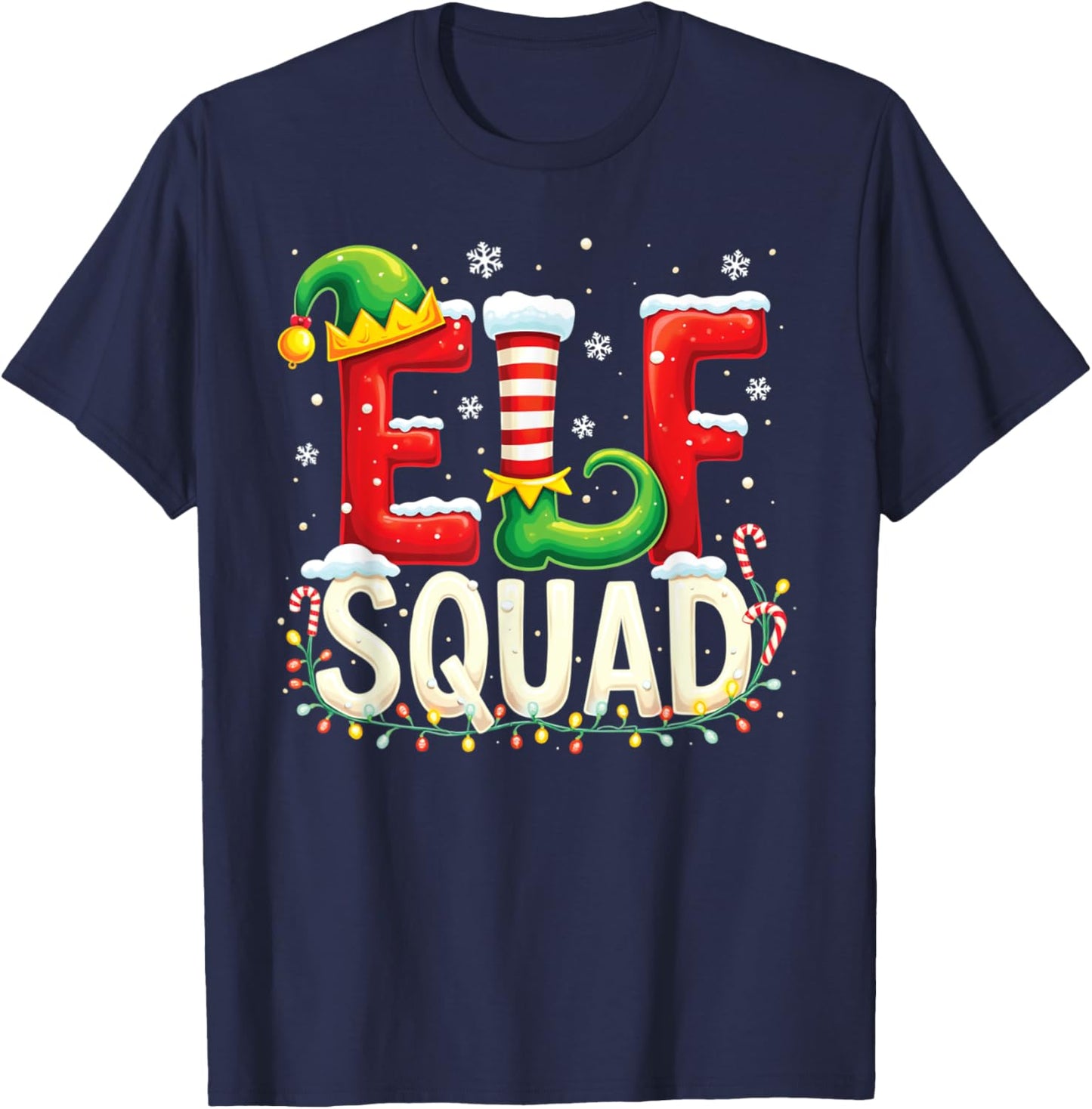 Elf Squad Funny Elf Family Christmas Matching Pajamas Xmas T-Shirt - T-Shirt | Navy