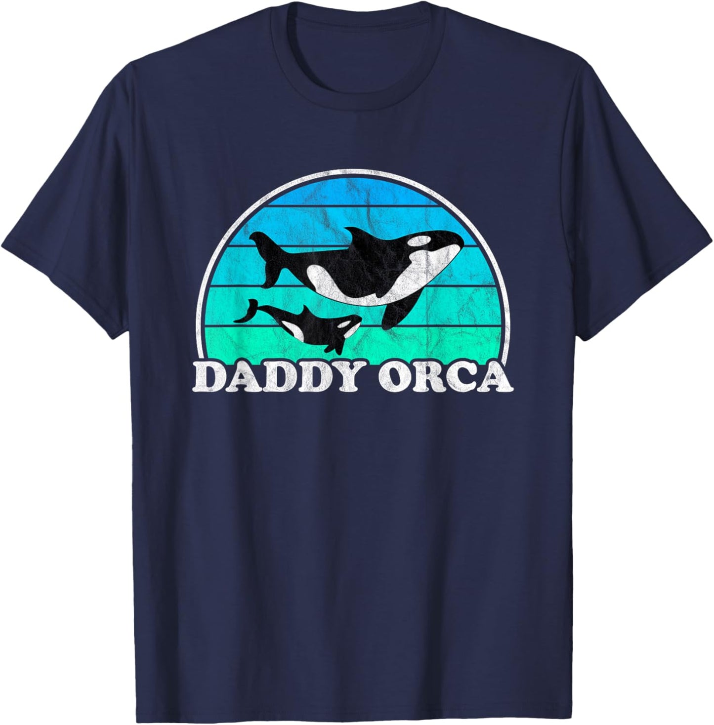Daddy Orca - Orcas Whale Father Dad Retro T-Shirt - T-Shirt | Navy