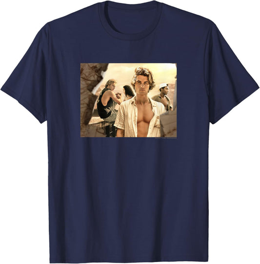 Outer Banks John B Group Shot Distressed Front Back Poster T-Shirt - T-Shirt | Navy